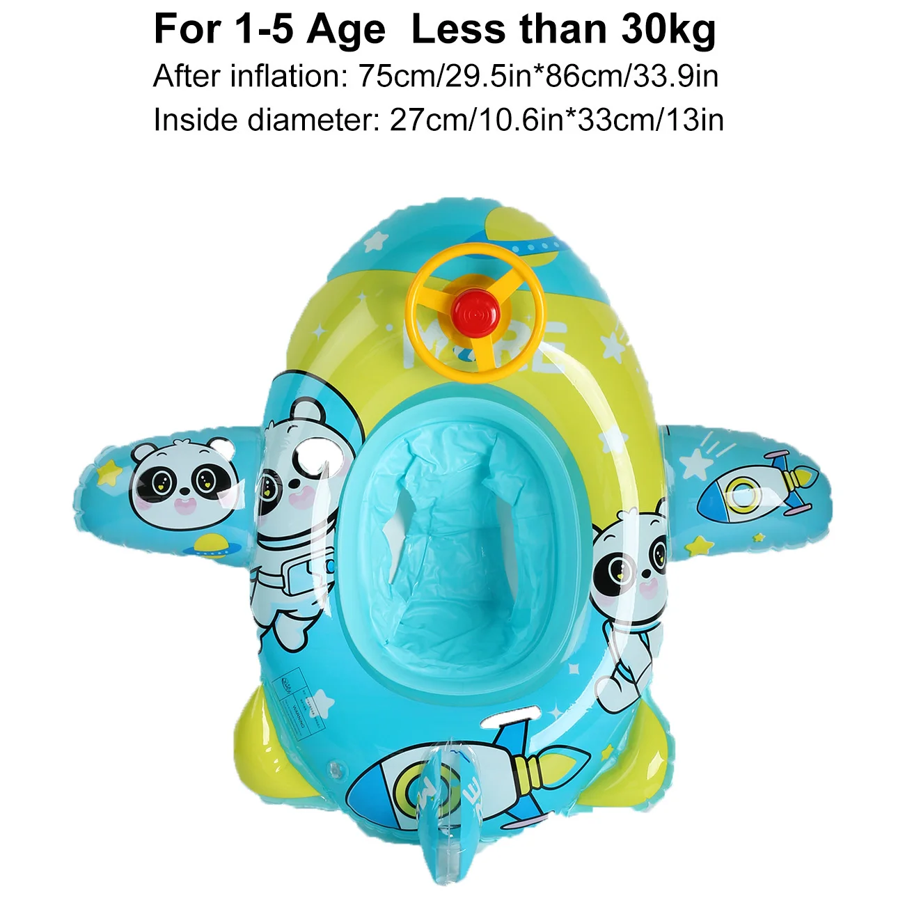 Boia inflável com design animado, assento aquático, acessórios de verão para praia e piscina.