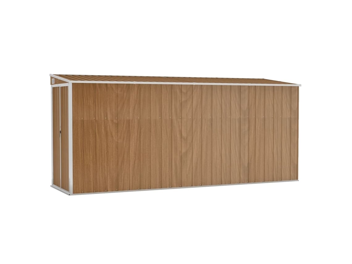 Vidaxl Abrigo De Jardim De Parede Castanho 118x382x178 Cm Aço Galvanizado