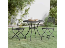 Vidaxl 3 Pcs Conj. De Jantar P/ Jardim Malha Metal Expandido Antracite