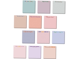 Bloco de Notas Adesivas com 12 Adesivos Decorativos, Destacáveis e com Linhas.