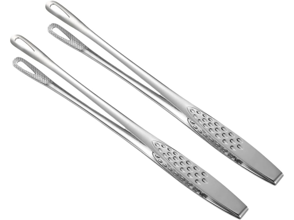 Pinças Compactas Para Alimentos Mikinona, Cabo Firme, Aço Inoxidável 304, Conjunto Com 2 Unidades, Ideais Para Buffets E
