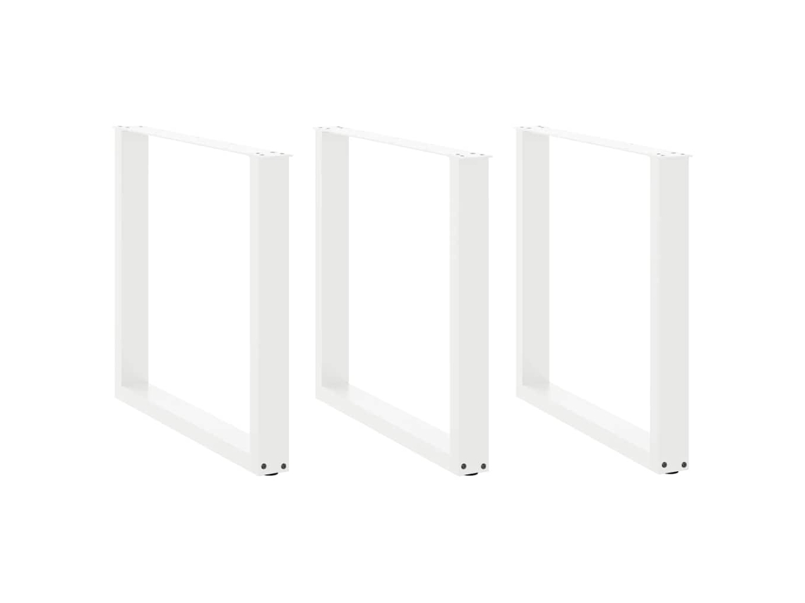 Vidaxl Pés Para Mesa De Jantar Em Formato De U, 3 Peças, Branco, 80x (72-73) Cm, Aço