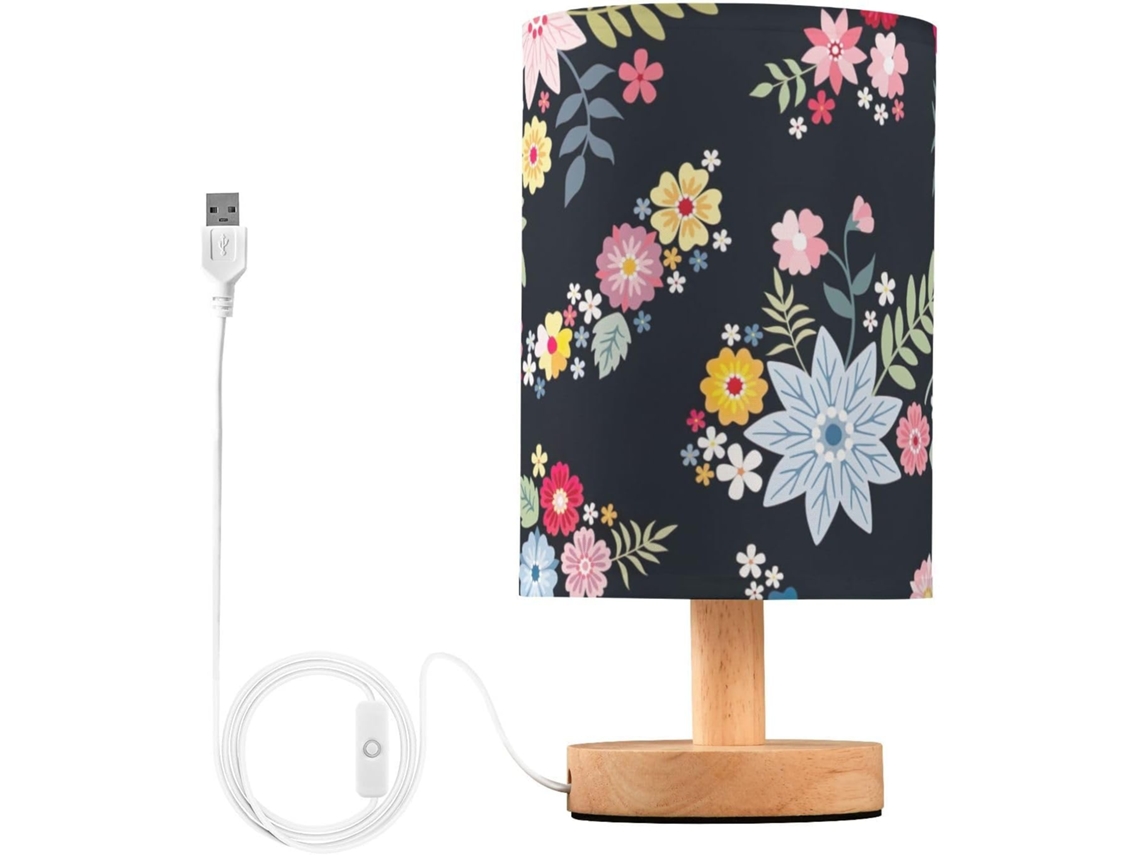 Abajur de mesa fofo Frodotgv com estampa floral e entrada USB, luminária de mesa de vidro com luz quente, cúpula.