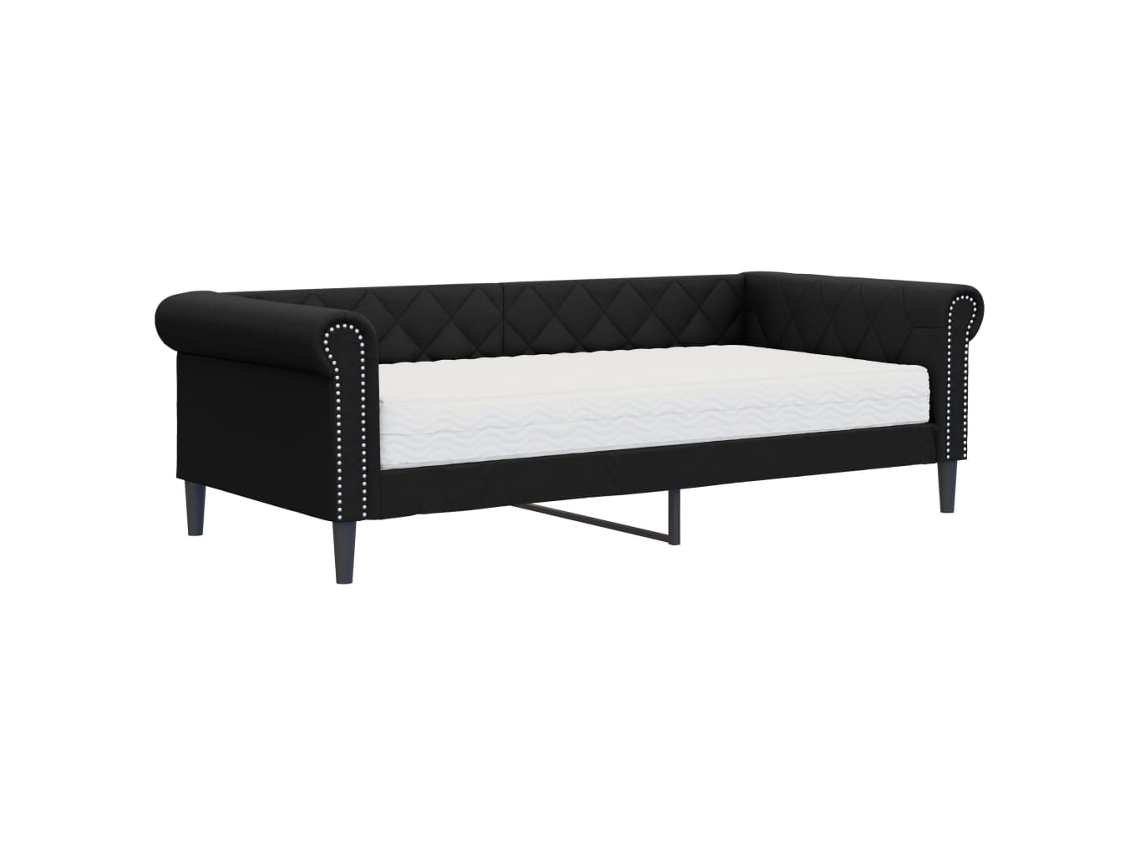 Daybed With Mattress, Daybeds With Mattresses Vidaxl Preto Couro Artificial (90 X 200 Cm)