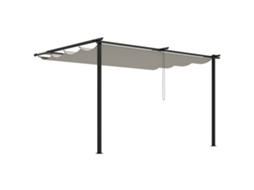 Pérgola De Parede 3,9x2,9m Creme, Teto Retrátil Em Poliéster E Estrutura Em Aço, Solução Versátil Para Pátio E Varanda