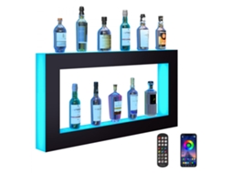 Expositor De Garrafas Led 48 Com App, Prateleira Iluminada E Suporte Rgb Tekmaquinas