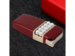 Isqueiro Gás Butano Design Pérola Fashion Simulação Vermelho