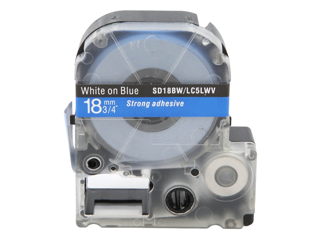 Cinta De Etiquetado Resistente À Corrosão E Desgaste 18mm Para Impressoras King Jim/epson Branco Sobre Azul