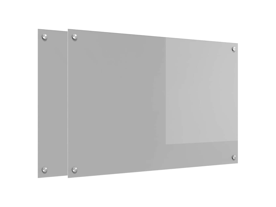 Conjunto 2 Backsplash De Vidro Temperado Para Cozinha Vidaxl Cinzento Claro Vidro Temperado