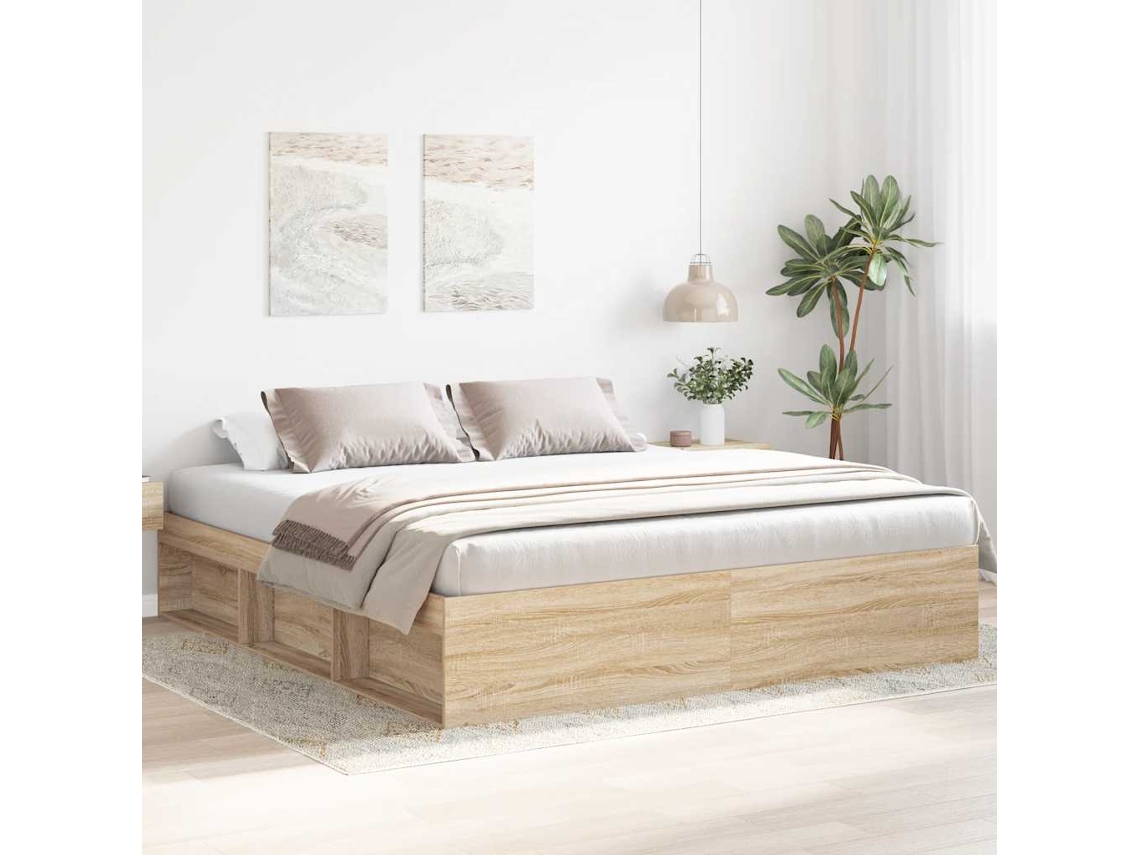 Estrutura De Cama 200x200 Cm Carvalho Sonoma