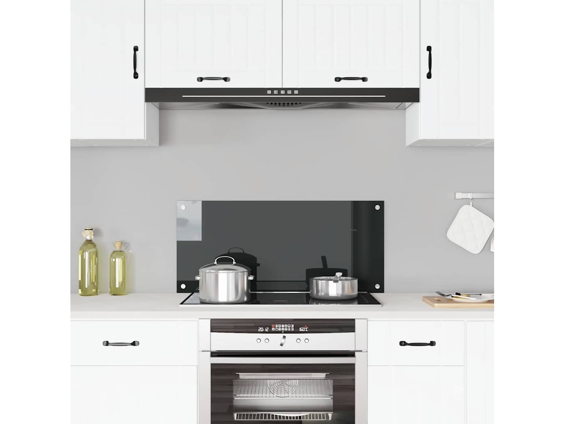 Vidaxl Painel Anti-salpicos De Cozinha 90x40 Cm Vidro Temperado Preto