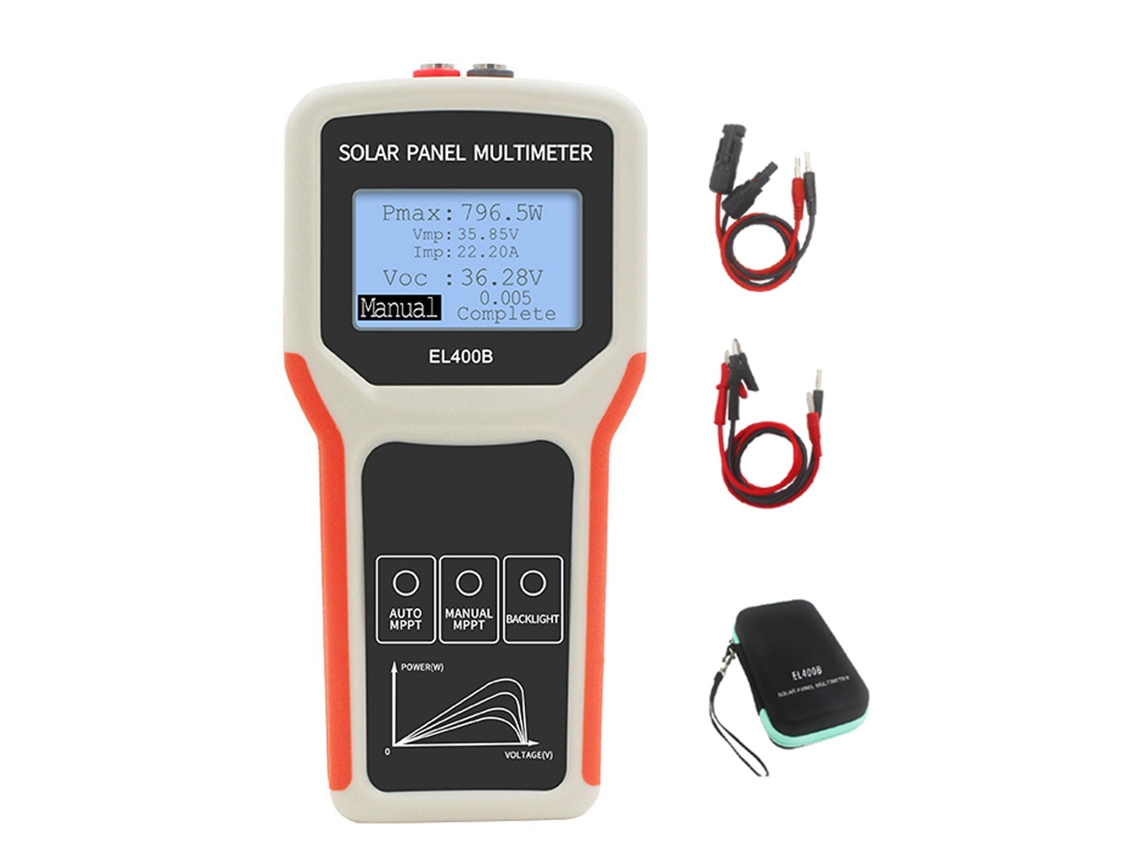 Yuru multímetro de Painel Solar com Detecção Mppt Auto/manual Tester de Tensão em Circuito Aberto com Lcd Luz de Fundo El400b/ey800w