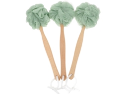Conjunto De 3 Escovas De Banho De Cabo Longo Em Madeira E Nylon, Verdes, Para Remover Pele.