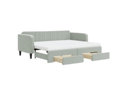 Sofá-cama com gavetão VIDAXL Cinzeto Veludo (90x200 cm)