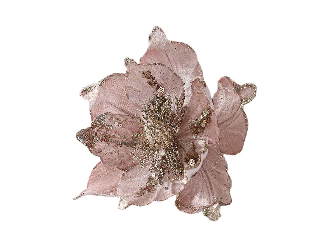 Ornamentos de Natal com Flores Magnólia Glitter RNEMITERY