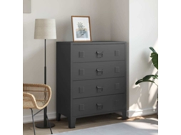Vidaxl Armário De Gavetas Em Metal Estilo Industrial 78x40x93 Cm Preto