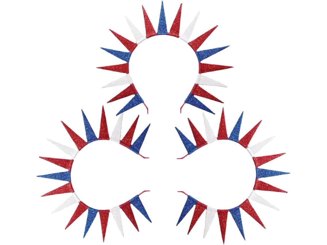 Conjunto de 3 faixas de cabelo vermelhas femininas em tecido confortável com estampa de estrelas.