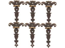 Conjunto De 6 Dobradiças Decorativas Retrô Para Caixas Joias Madeira,
