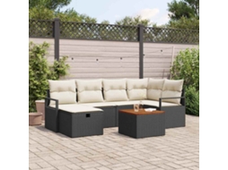 Vidaxl Conjunto De Sofá De Jardim 7 Unid. Preto Vime Pe