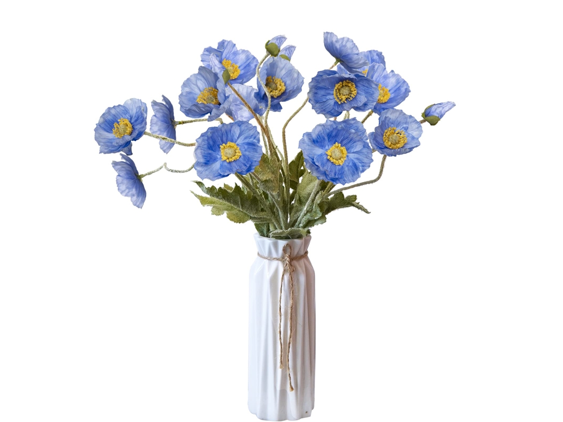Flores Artificiais 5 Peças De Papoulas Flores Artificiais De Seda Para Casa Escritório Casamento Decoração Ao Ar Livre Ehstmind (azul)