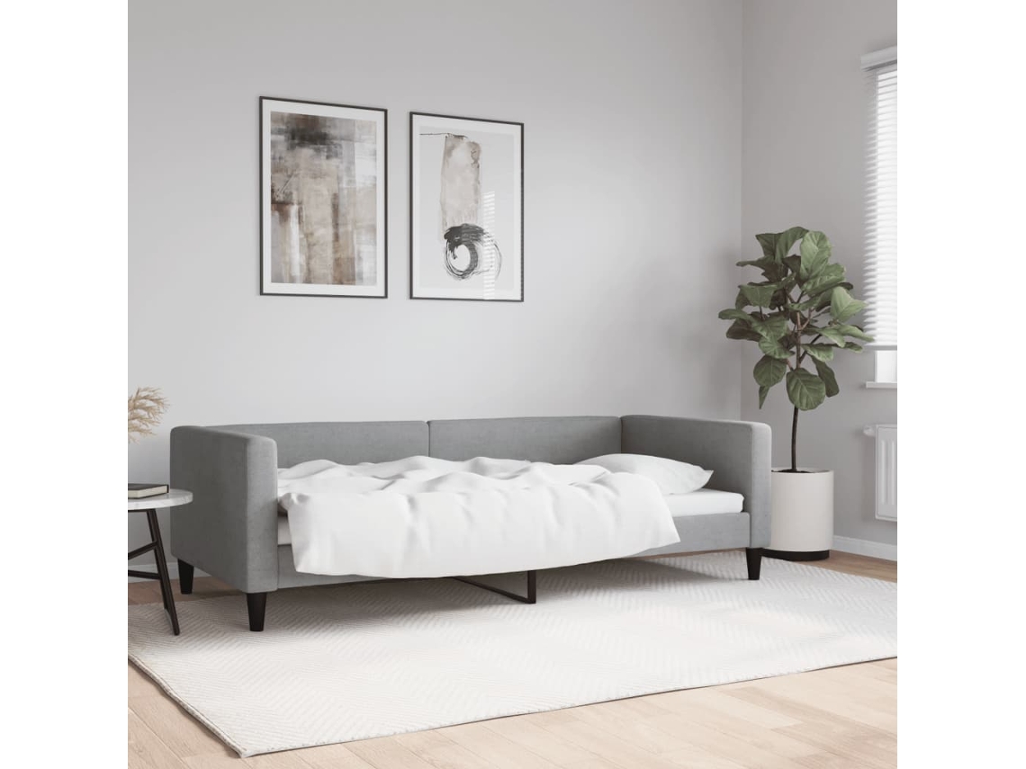 Vidaxl Sofá-cama 90x200 Cm Tecido Cinzento-claro