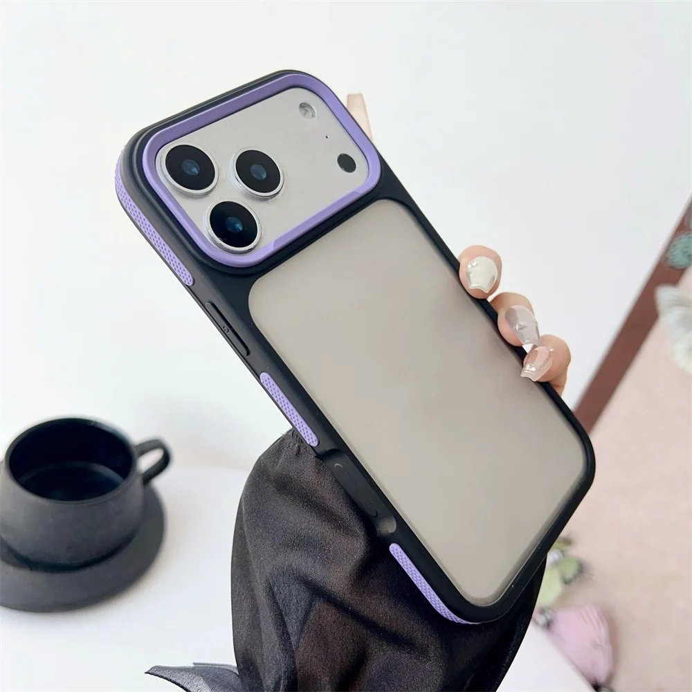 Capa De Luxo Fosca Para Iphone 17 Pro Max (roxa), Compatível Com Iphone, Capa Rígida Semitransparente À Prova De Choque.