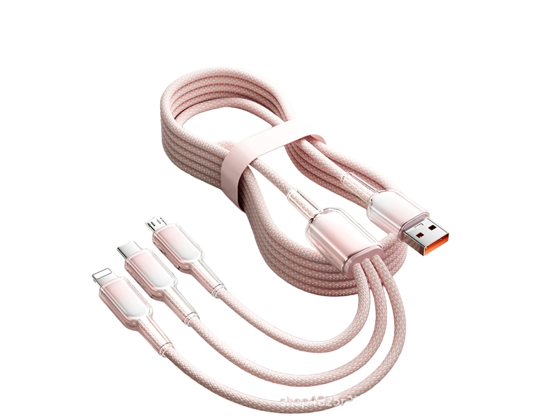 Laxiscreed Cabo De Carregamento 3-em-1 Usb-c Para Android 120w Super Rápido, Pink Gradiente, 1.2m
