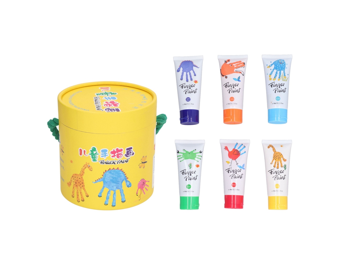 6pcs Kit De Pintura Com Os Dedos Lavável Seguro Ecológico Para Crianças Presente De Iluminação Infantil