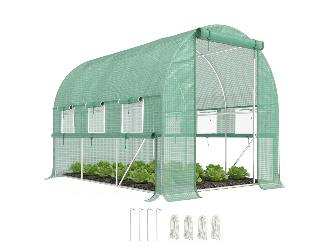 Estufa de Jardim em Aço e Pe, 3x2x2 M, Verde ZACHARY