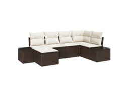 Conjunto 6 Móveis Para Exterior Vidaxl Castanho Vime Pe (184 X 62 X 85 Cm)