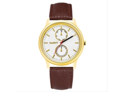 Relógio de pulso analógico de quartzo masculino Gaiety com pulseira de PU marrom