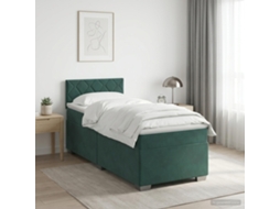 Vidaxl Cama Box Spring Com Colchão E Led Verde-escuro 90 X 200 Cm