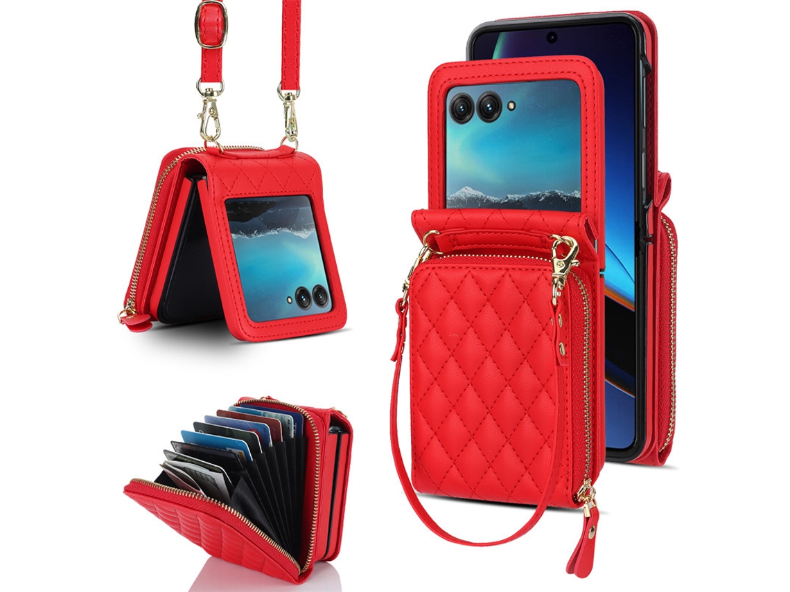 Capa De Celular Dobrável Com Tela E Porta-cartões Transversalvermelho - Oppo Find 3 Fliphone