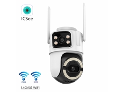 Câmera Ptz Dupla Lente Wifi Dual 2.4g/5g, 3mp+3mp 6mp, Ligação Bala-dome, Visão Full Color, Detecção Humana E Armaz. Tf+nuvem