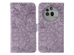 Capa De Celular Flip Em Couro Com Relevo De Renda Floral Para Nothing Phone 3a Pro
