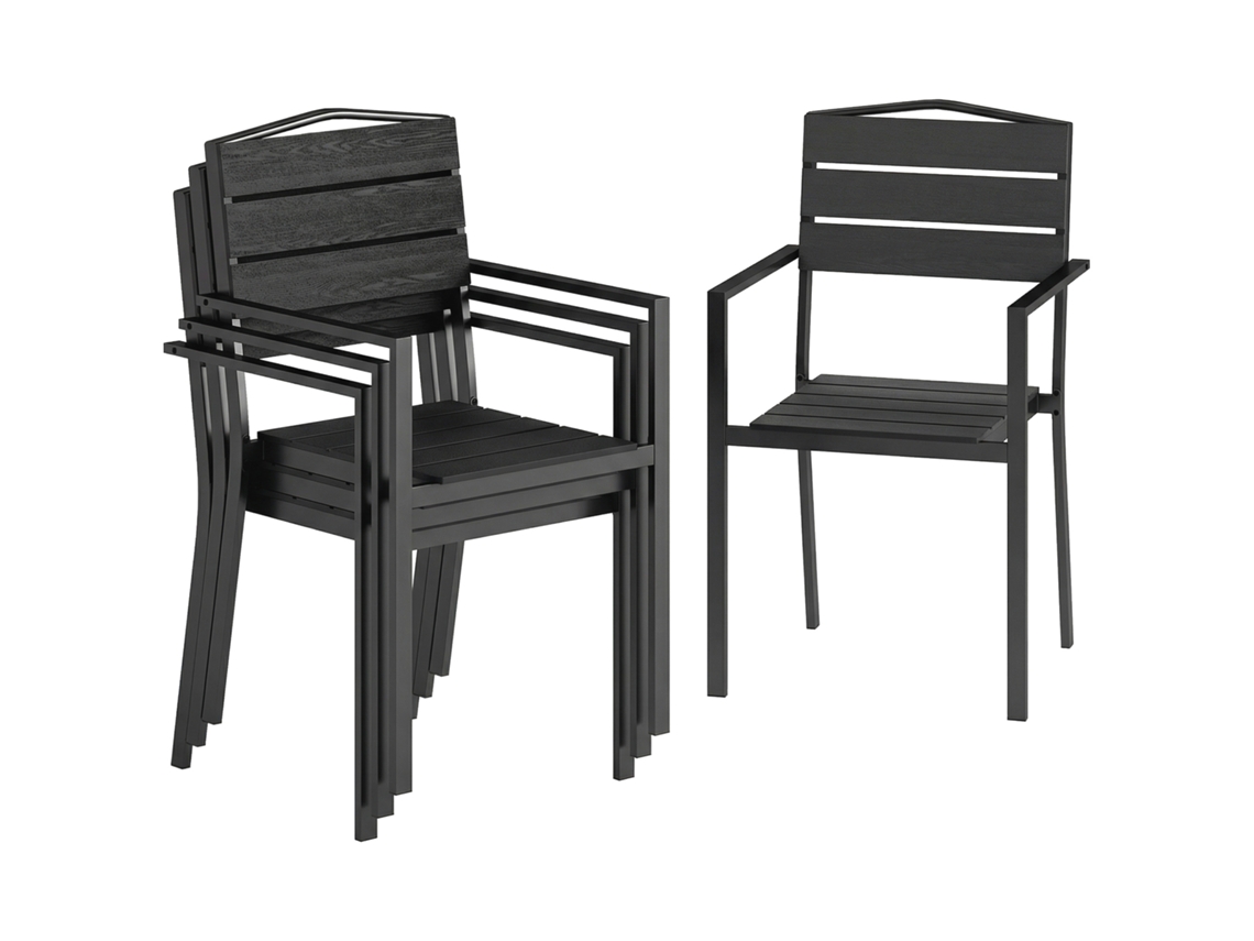Conjunto de 4 Cadeiras de Jardim Empilháveis com Apoio de Braço BTFORUS (52x51x90cm)