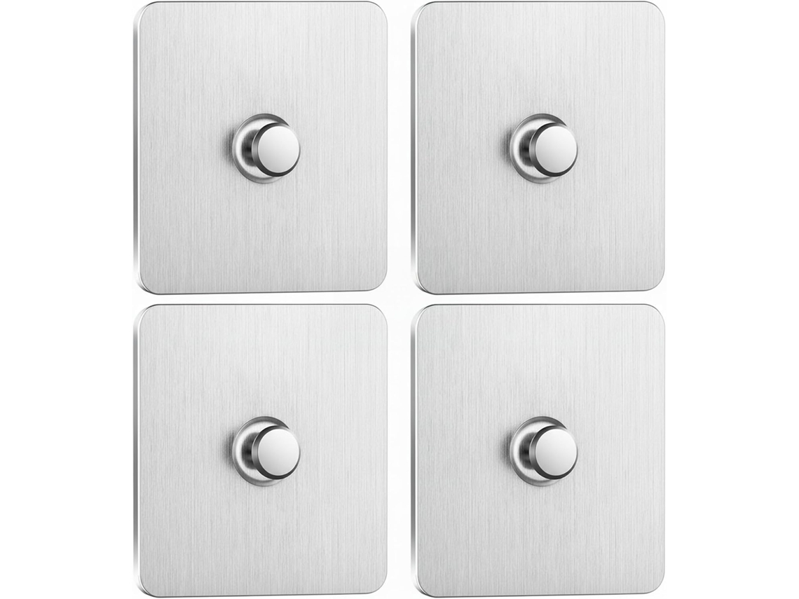 Ganchos De Parede Sem Furos, Conjunto De 4 Peças, Aço Inoxidável Resistente, Para Quadros, Suportam Até 10kg, Cor Prata