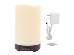 Umidificador difusor de velas sem chama com luz led rgb aromaterapia óleo essencial base madeira escura | S/MARCA