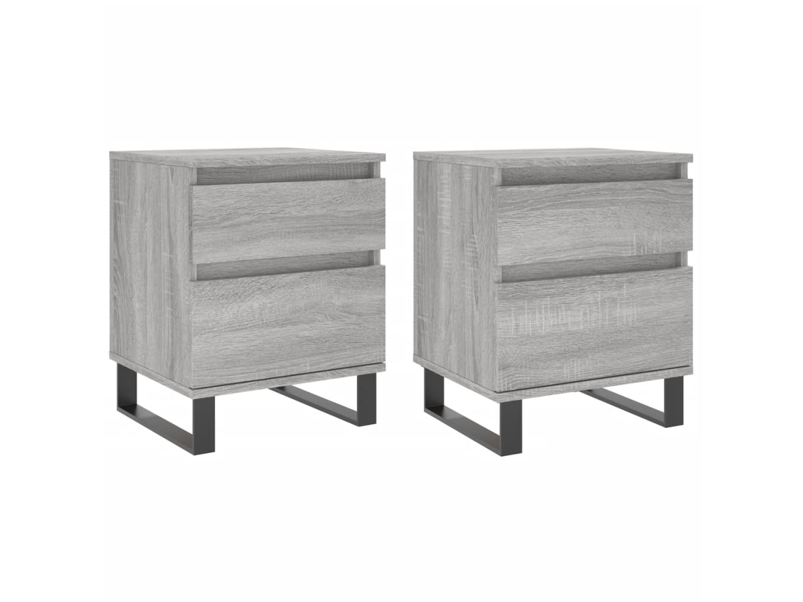 Bedside Cabinet, Bedside Cabinets Vidaxl Cinzeto Madeira Processada (n/a)