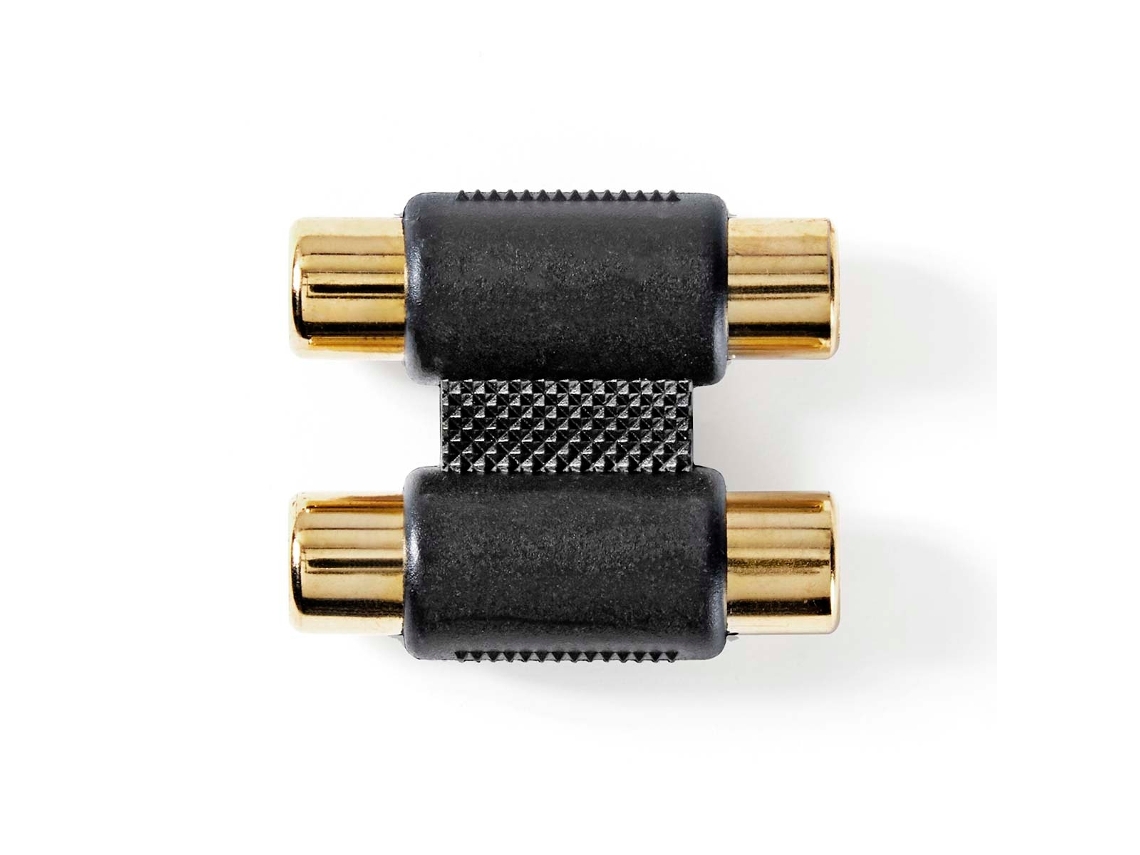 Adaptador de Áudio Estéreo Rca Fêmea Banhado a Ouro Reto 1 Unidade AQUAFORGE