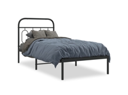 Estrutura de Cama com Cabeceira 90x190 Cm Metal Preto MAISON EXCLUSIVE