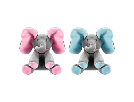 Elefante de pelúcia bebê que canta e dobra as orelhas, brinquedo de elefante Trumpy, azul e rosa, Mormark