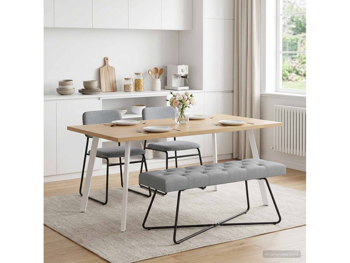 Vidaxl Banco Com Botões Estofados Cinzento-claro 110 X 40 X 46 Cm