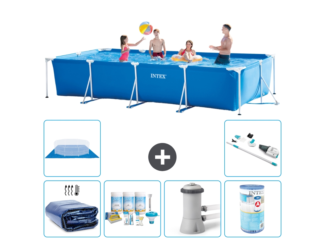 Intex Piscina Com Estrutura Retangular - 450x220x84 Cm - 7-peças S30306
