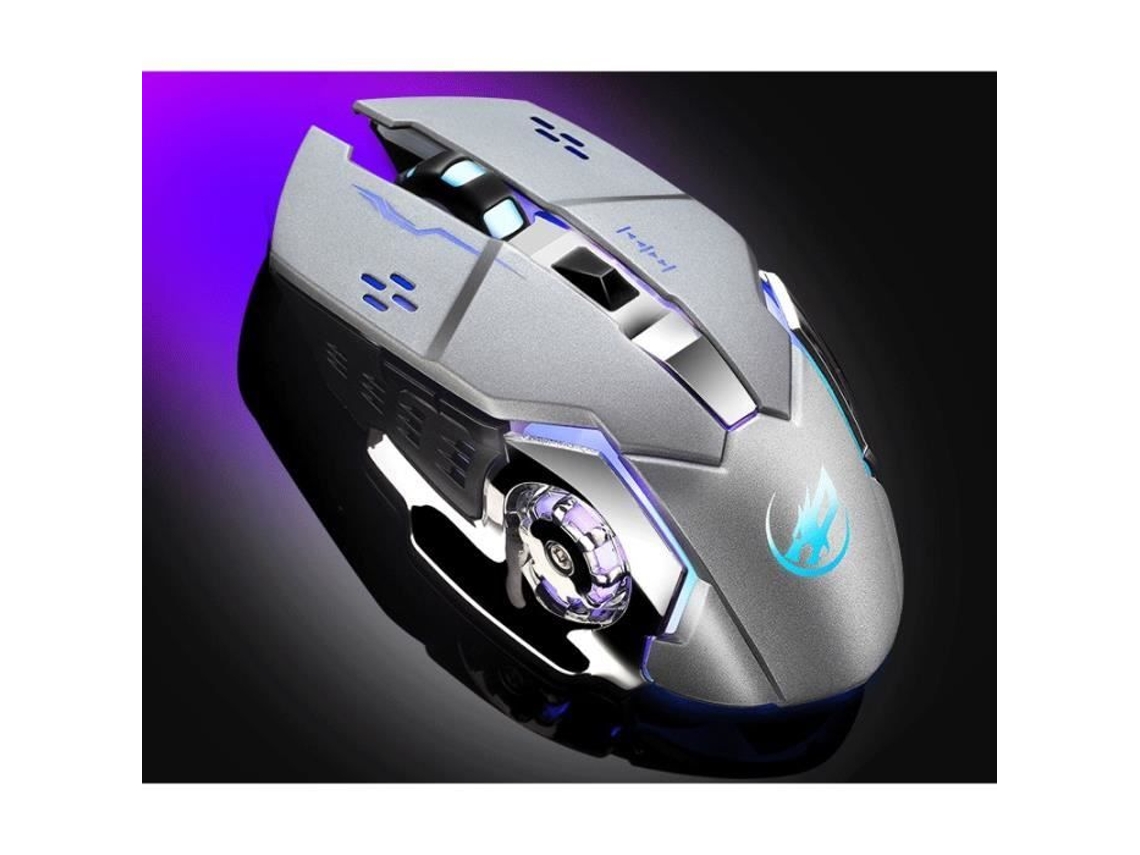 Mouse Óptico Recarregável Sem Fio para Jogos Silencioso Usb 1600Dpi para Laptop Pc Cinza