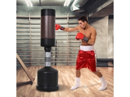 Saco de Pancadas Vertical Ajustável de 158 a 186cm, Boneco de Boxe Preto e Marrom