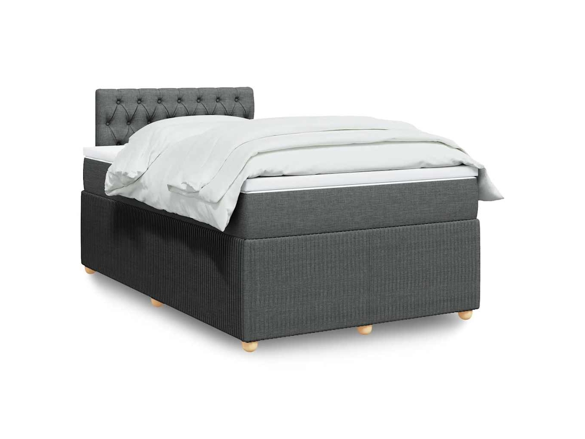 Vidaxl Cama Com Molas/colchão 120x200 Cm Tecido Cinzento-escuro