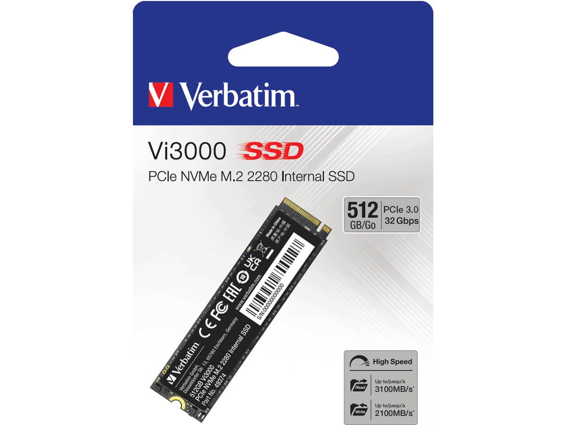 Disco SSD VERBATIM Vi3000 Pcie Nvme M.2 512Gb Pci Express 3.0