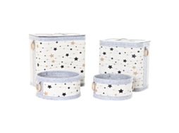 Conjunto de Cestos DKD HOME DECOR Estrelas Bambu Feltro 41 X 31 X 42 Cm 4 Peças