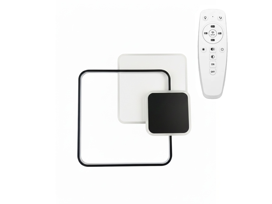 Lâmpada De Teto Rea App1712-c Black Led +remote Control